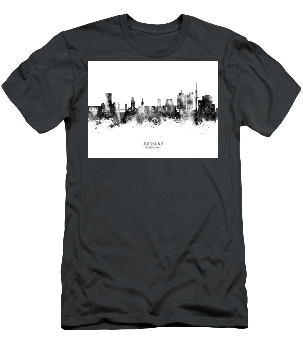 Duisburg T-Shirt featuring the digital art Duisburg Germany Skyline #27 by Michael Tompsett
