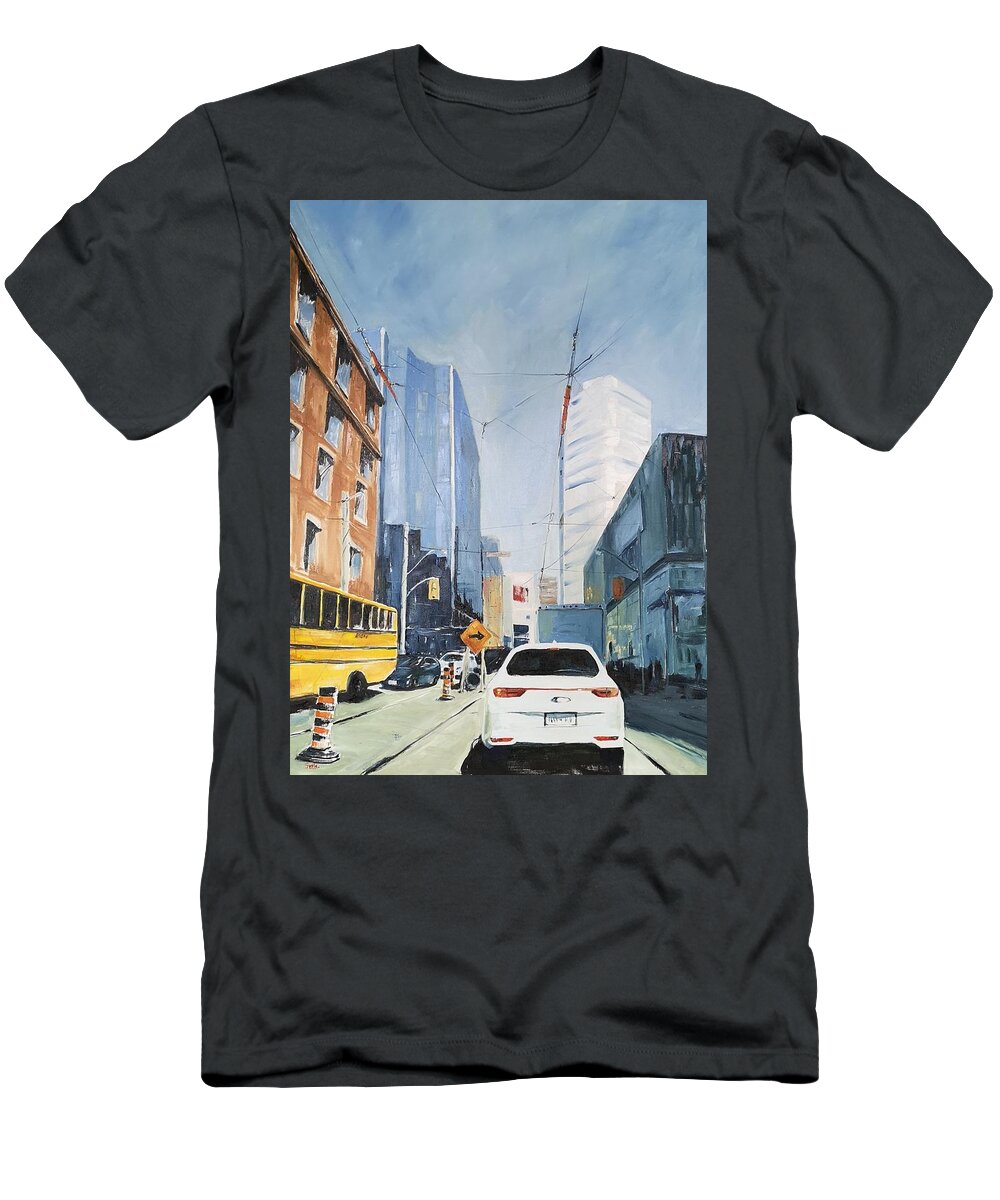 Toronto T-Shirt featuring the painting Dundas Square by Sheila Romard