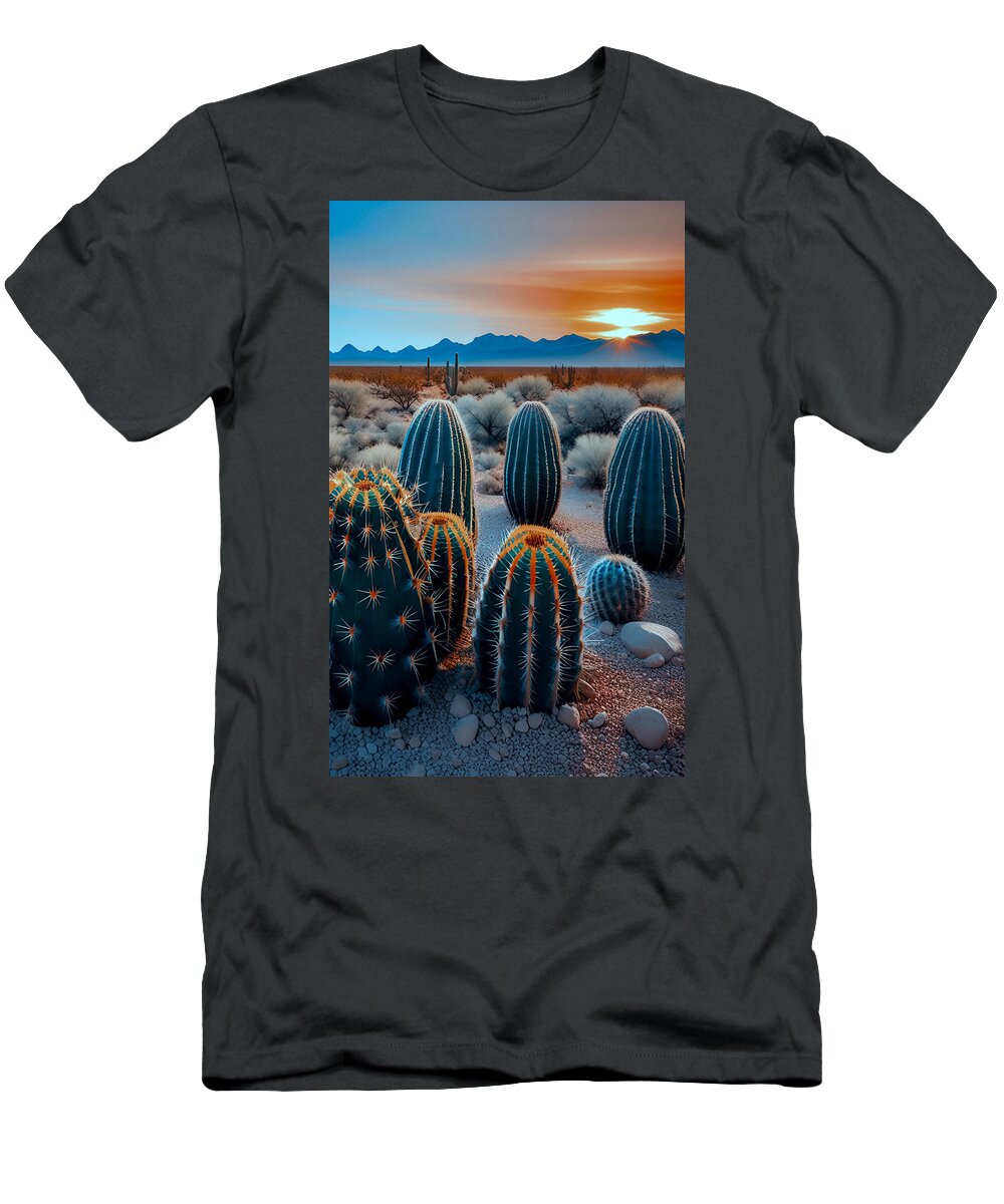 Southwestern Art T-Shirt featuring the mixed media Dusky Southwestern Desert No2 by Bonnie Bruno