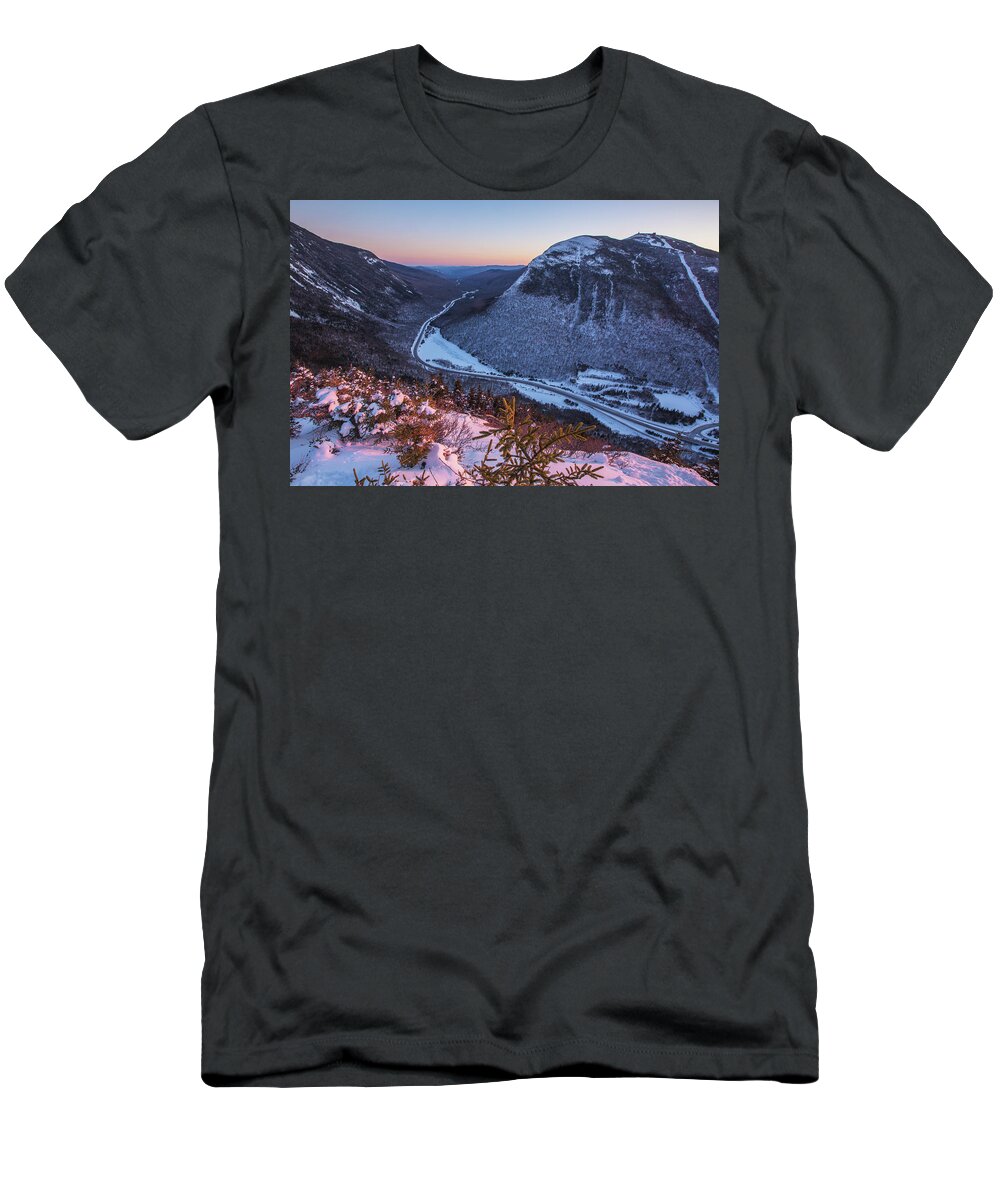Eagle T-Shirt featuring the photograph Eagle Cliff Winter Sunset Views by White Mountain Images
