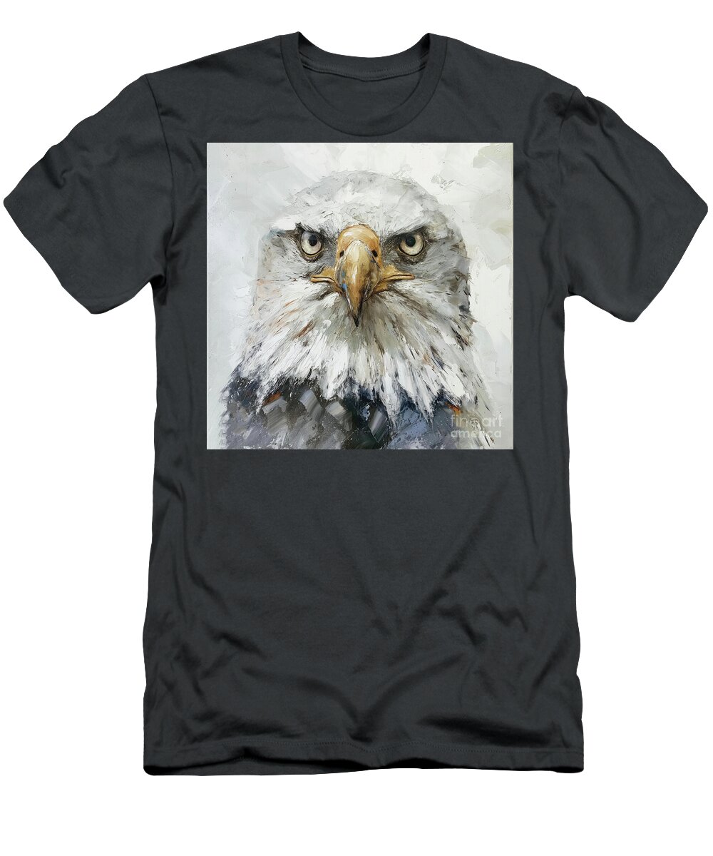 American Bald Eagle T-Shirt featuring the painting Eagle Stare by Tina LeCour