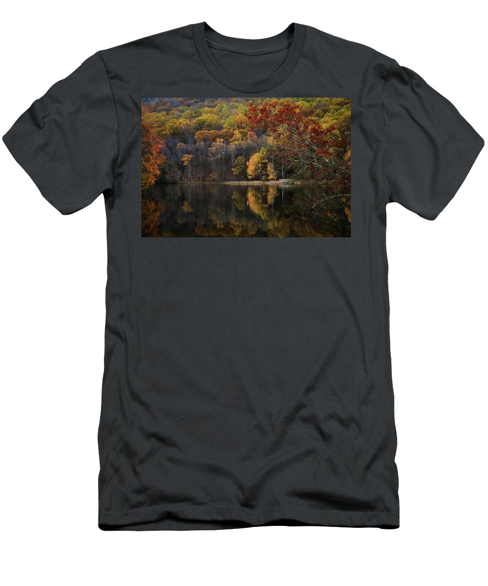 Peaks Of Otter T-Shirt featuring the photograph Early Morning Reflections by Deb Beausoleil