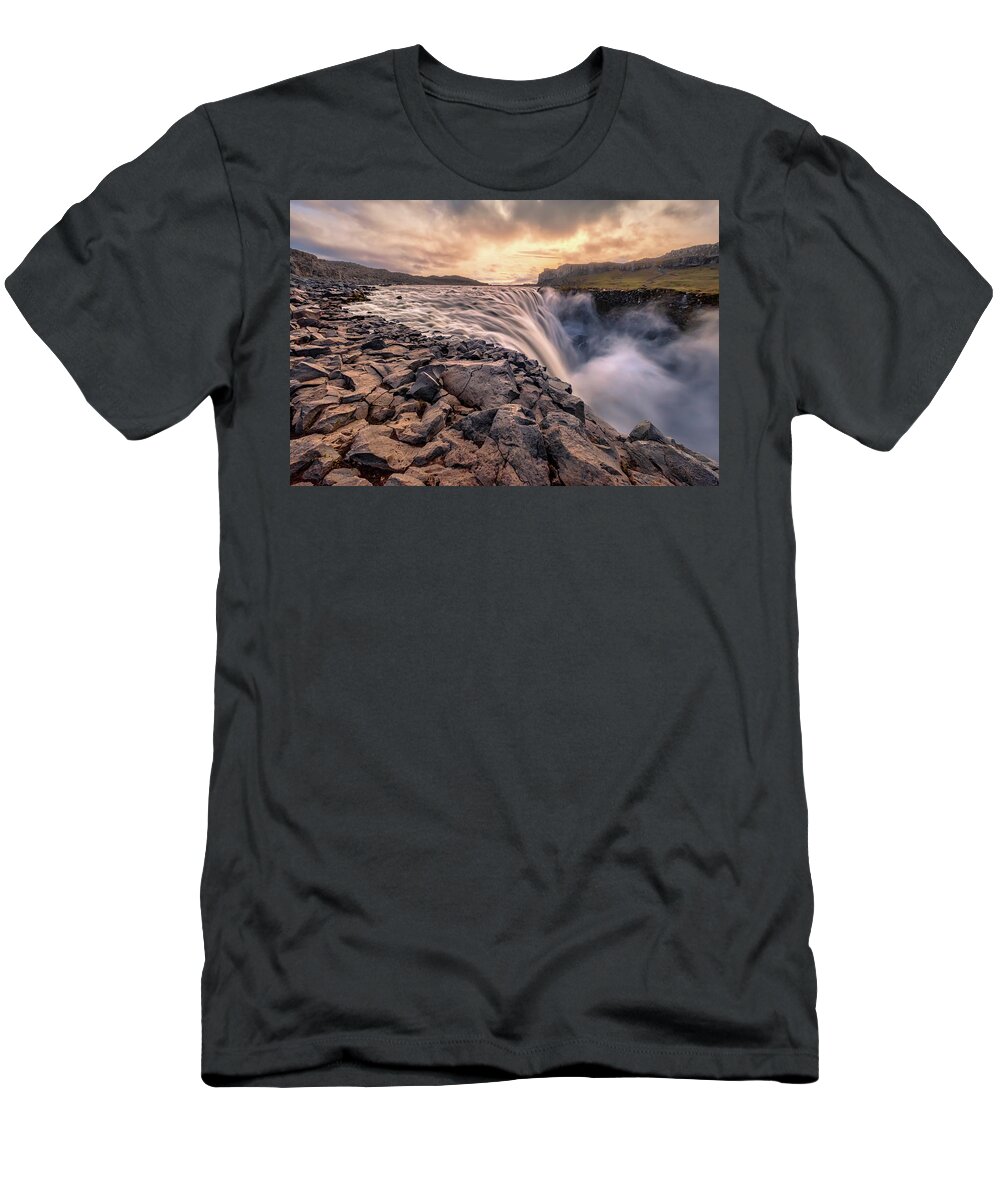 Dettifoss T-Shirt featuring the photograph East Side of Dettifoss Waterfall in Iceland by Alexios Ntounas