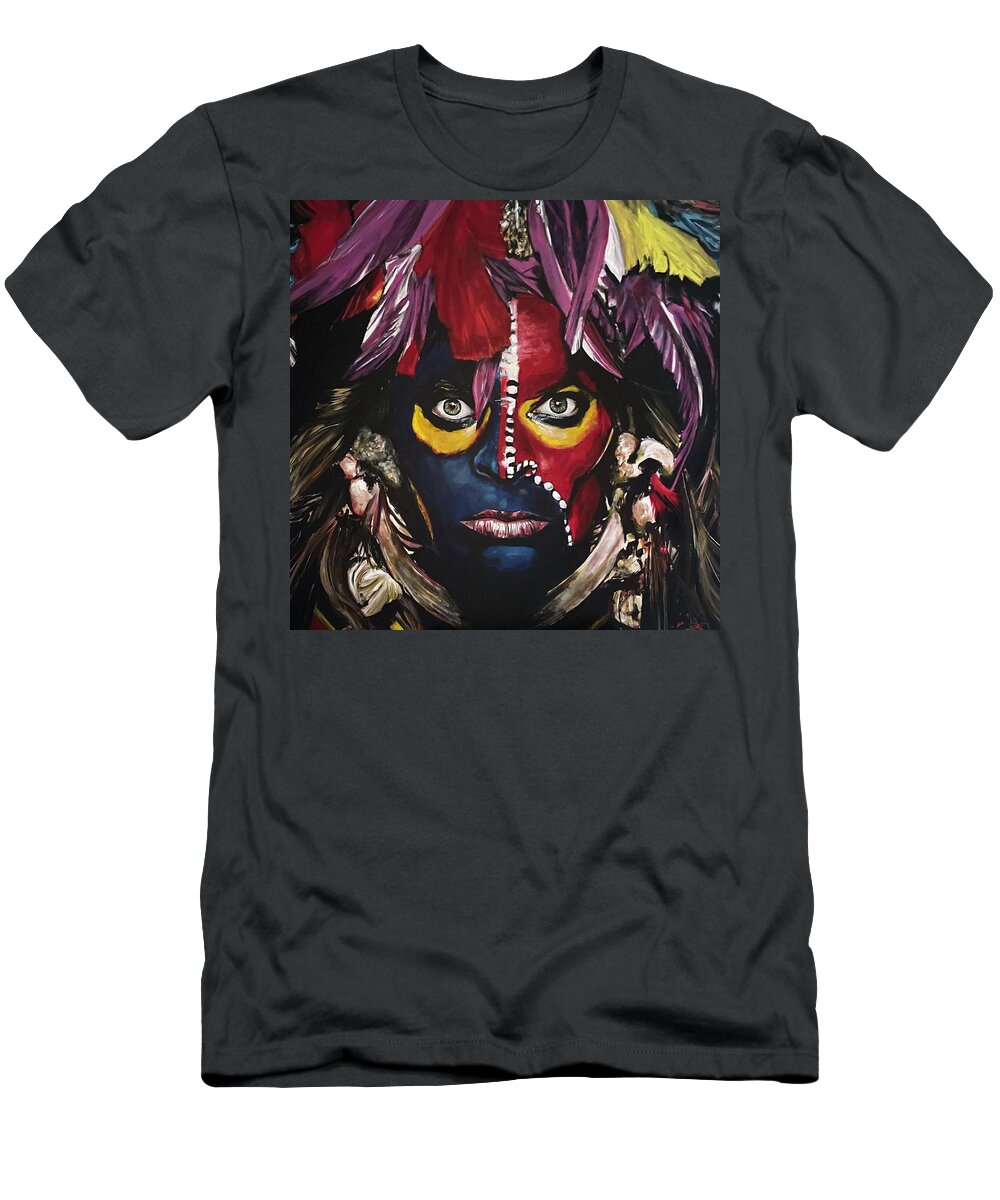 Portrait T-Shirt featuring the painting Eat Em And Smile by Joel Tesch