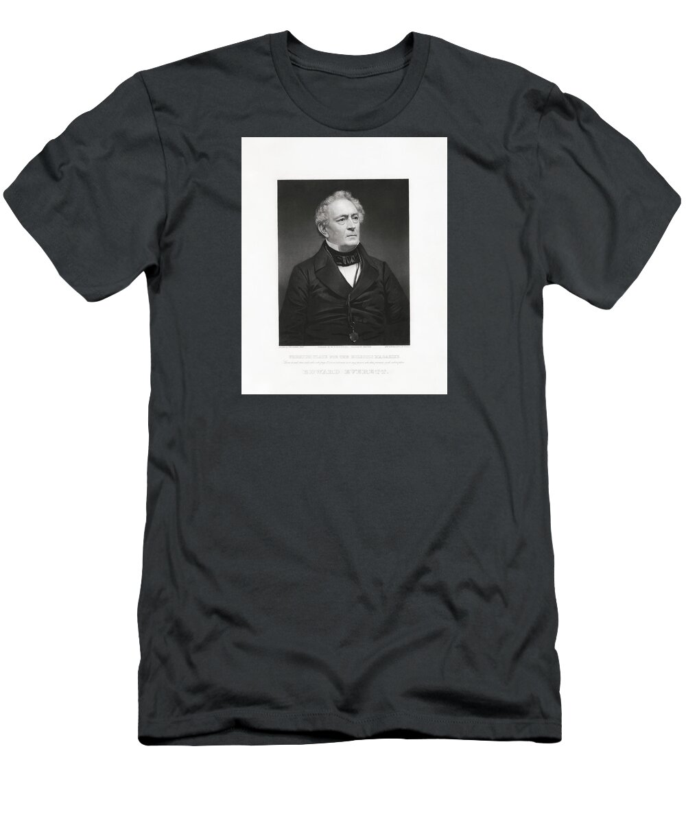 Edward Everett T-Shirt featuring the drawing Edward Everett Engraved Portrait by War Is Hell Store