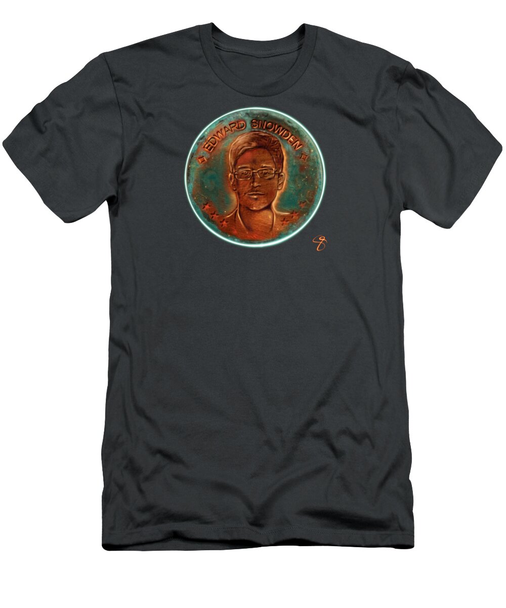 Wunderle Art T-Shirt featuring the mixed media Edward Snowden by Wunderle