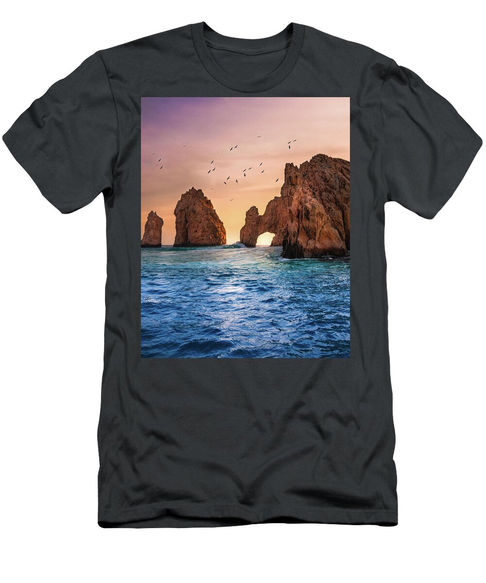 Cabo T-Shirt featuring the photograph El Arco at Sunset by Sebastian Musial