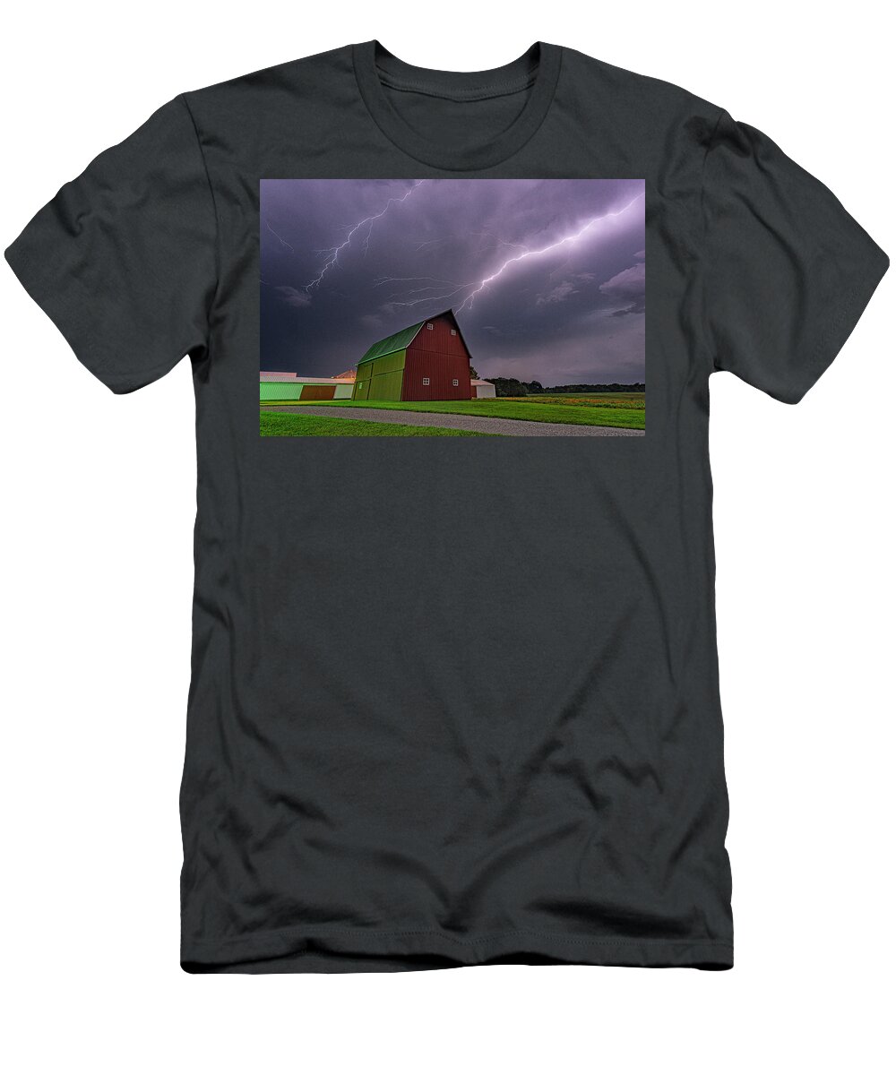 Barn T-Shirt featuring the photograph Electric Farm by Marcus Hustedde