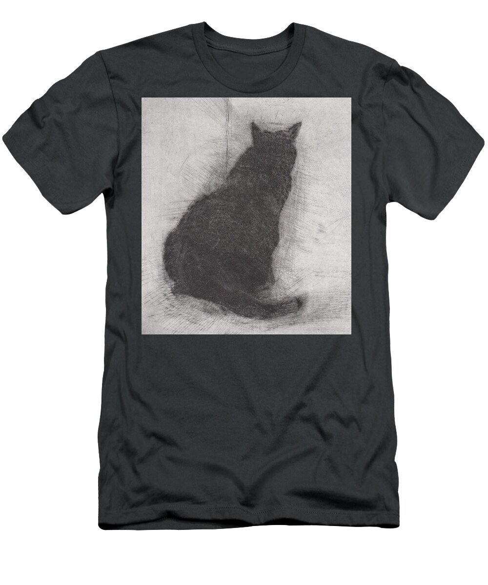 Cat T-Shirt featuring the drawing Ellen Peabody Endicott - etching - cropped version by David Ladmore
