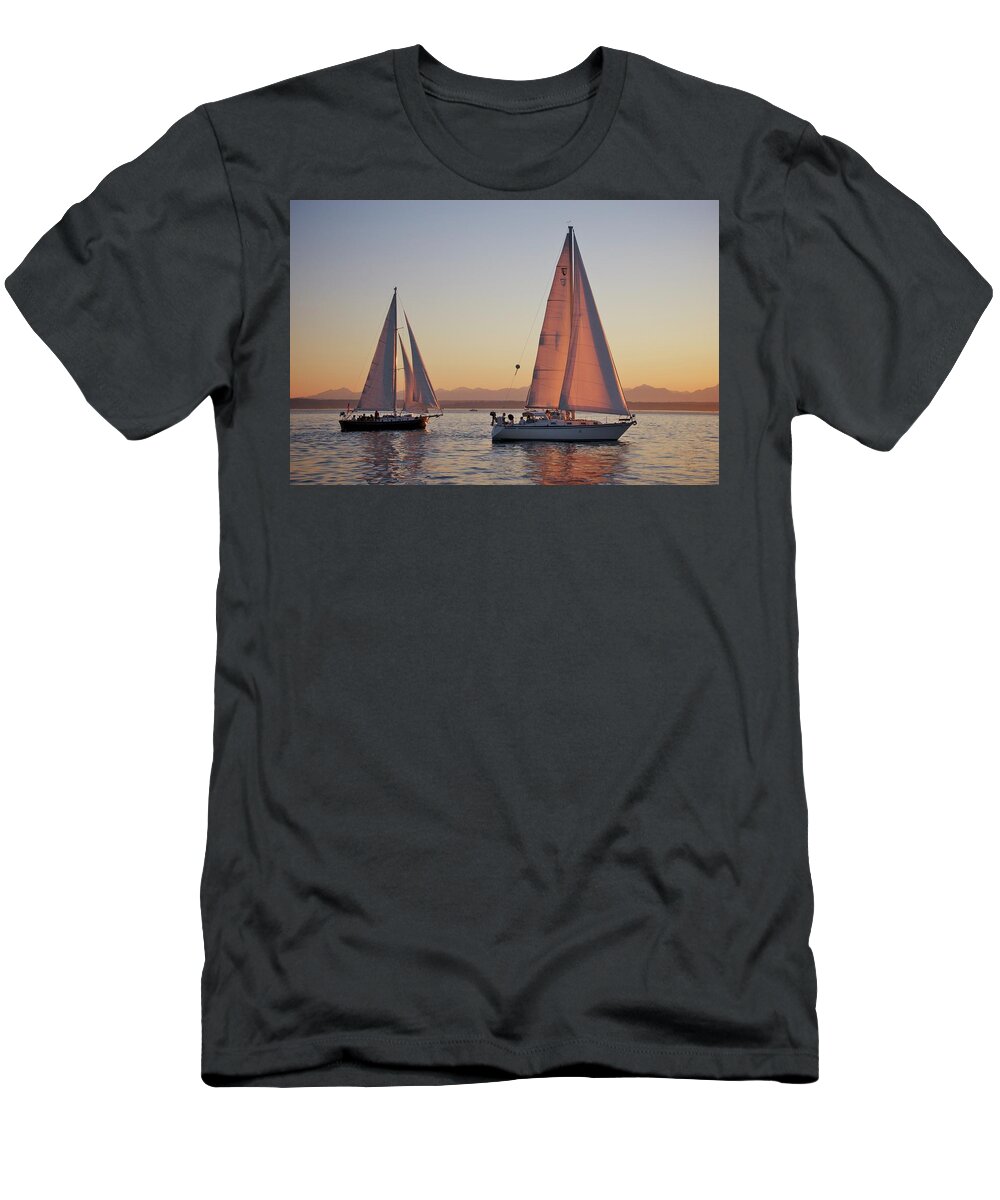 Pacific Northwest T-Shirt featuring the photograph Elliot Bay Sailboats by Sean Hannon