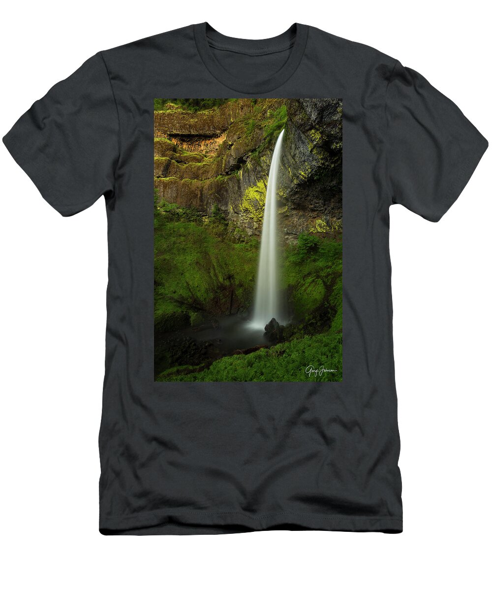 Elowah-falls T-Shirt featuring the photograph Elowah Falls by Gary Johnson