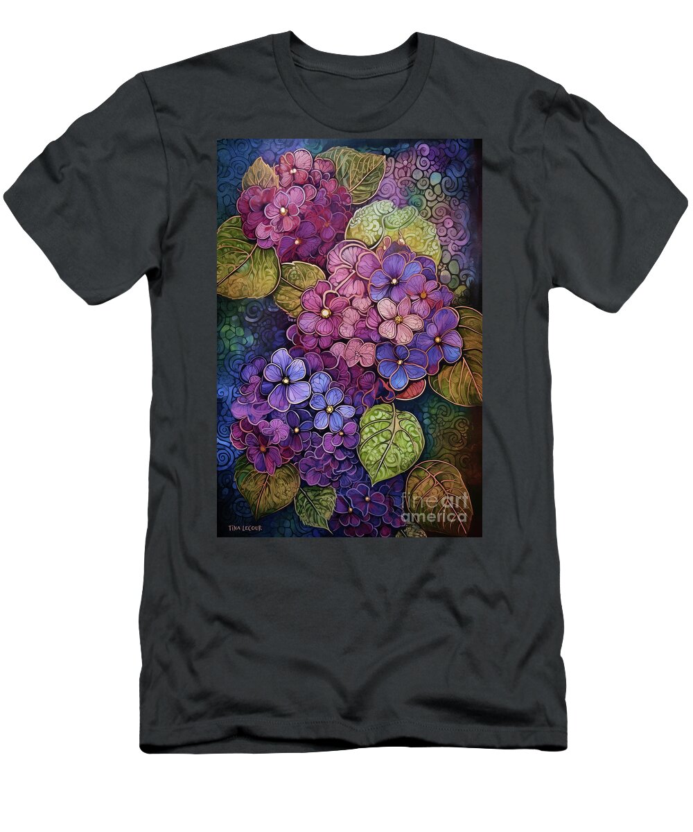 Hydrangea Flowers T-Shirt featuring the painting Endless Summer by Tina LeCour