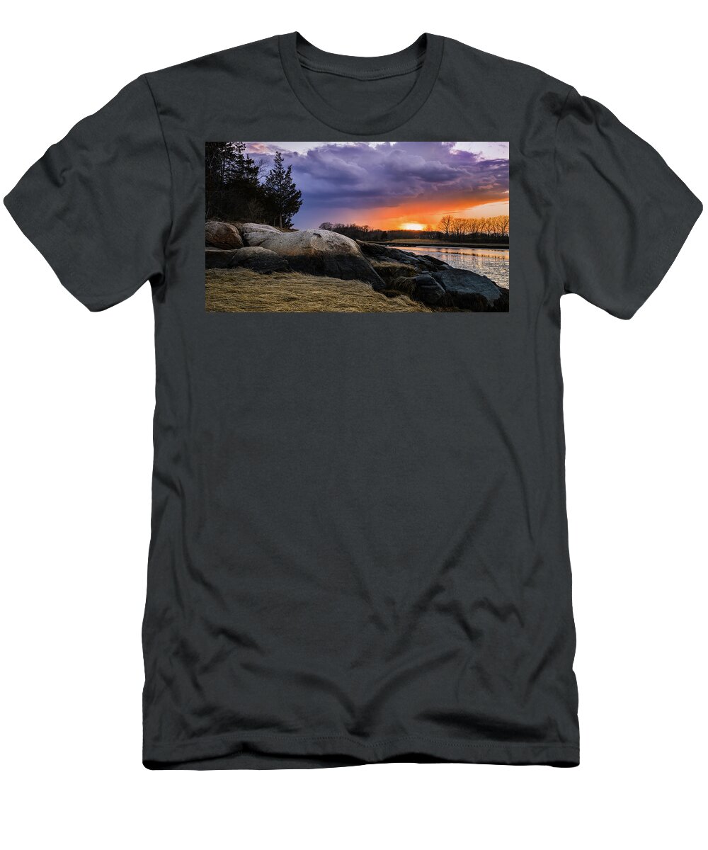 Essex River Sunset T-Shirt featuring the photograph Essex River Sunset by Michael Hubley