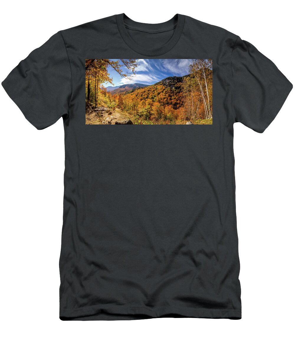 Autumn Foliage T-Shirt featuring the photograph Evans Notch towards Beans Purchase by Jeff Folger