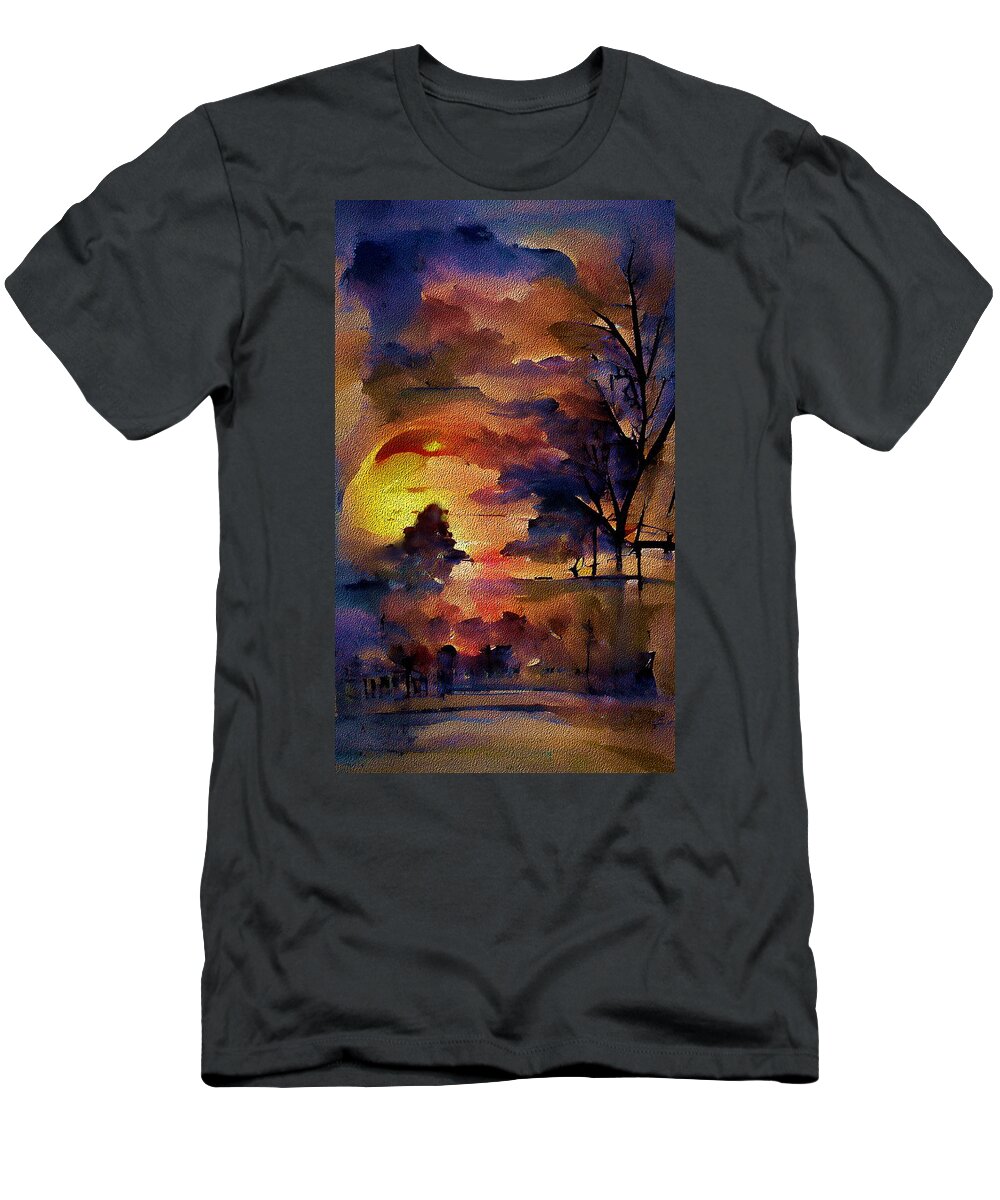Fine Art T-Shirt featuring the digital art Evening Light by David Lane