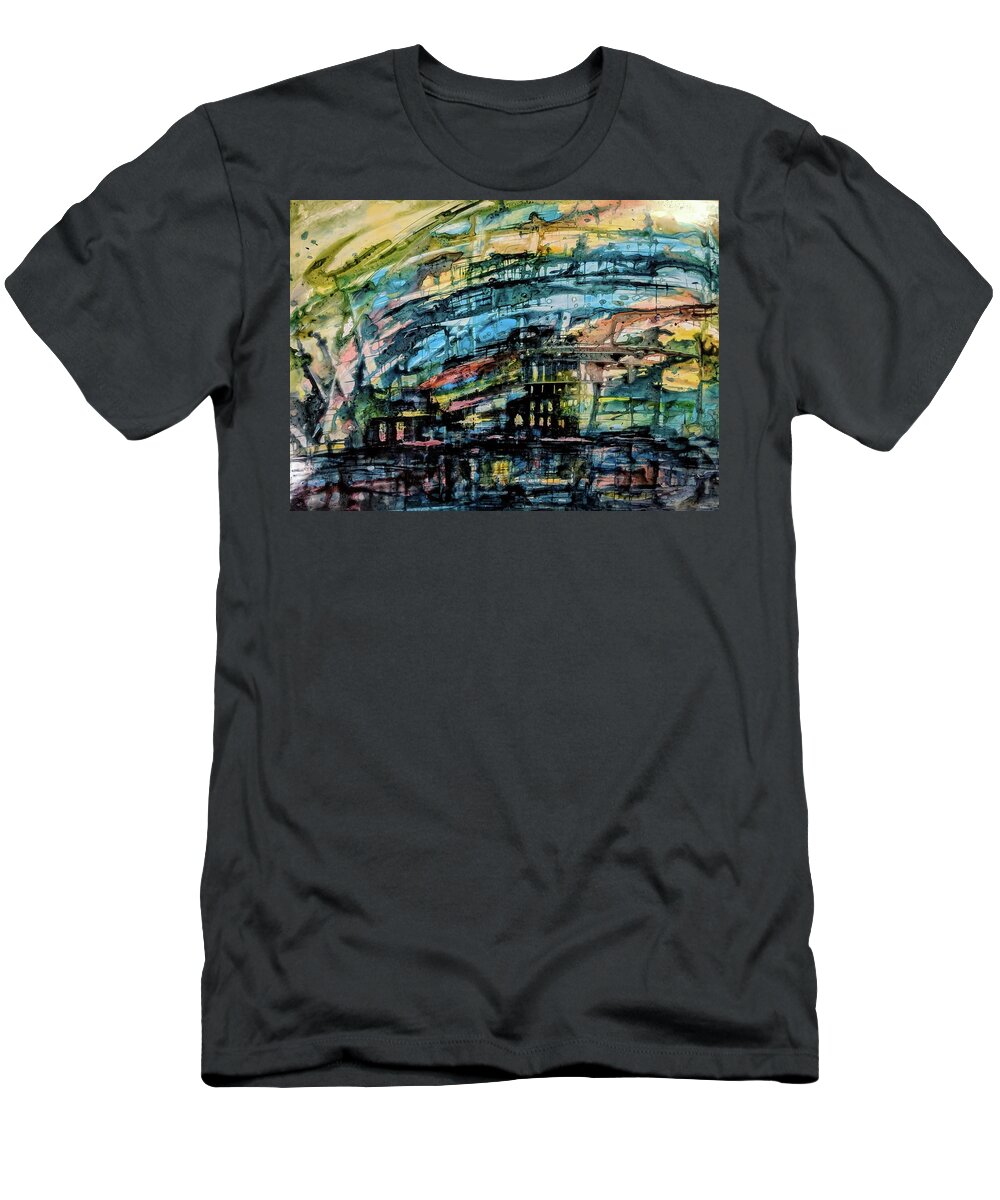 Abstract T-Shirt featuring the painting Everyone's Gone to the Moon by Janice Nabors Raiteri