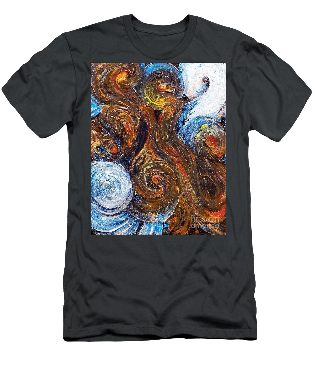 Exoplanet T-Shirt featuring the painting Exoplanet #3 Vortices of Fire and Ice by Merana Cadorette