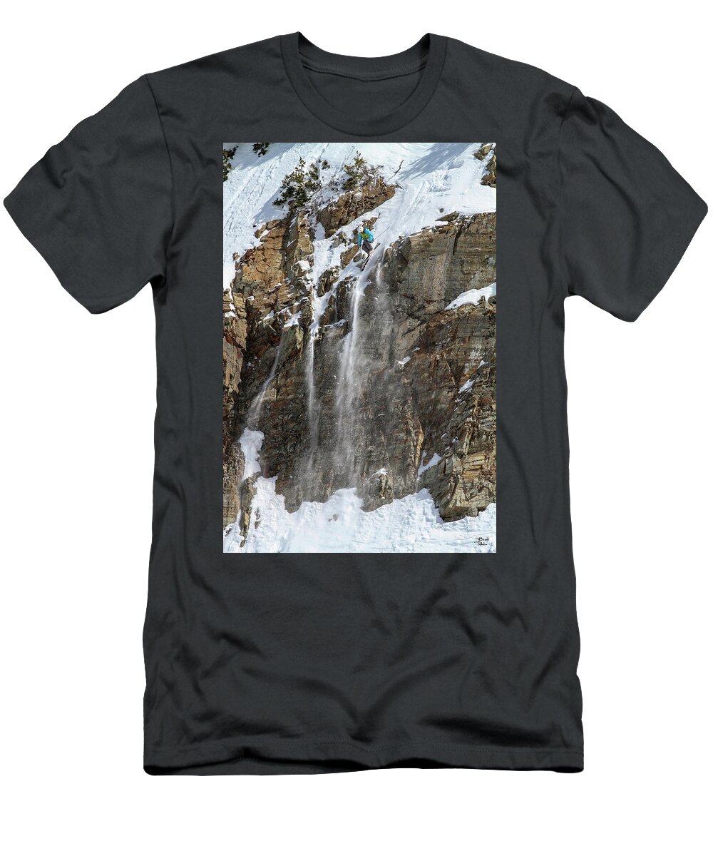 Utah T-Shirt featuring the photograph Extreme Competition Skier - Snowbird, Utah - IMG_9912e by Brett Pelletier