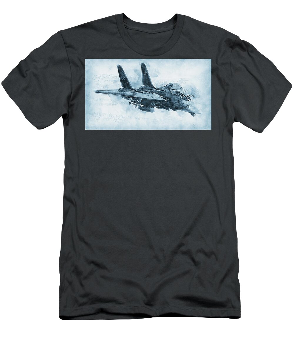 F14 T-Shirt featuring the painting F-14 Tomcat - 17 by AM FineArtPrints