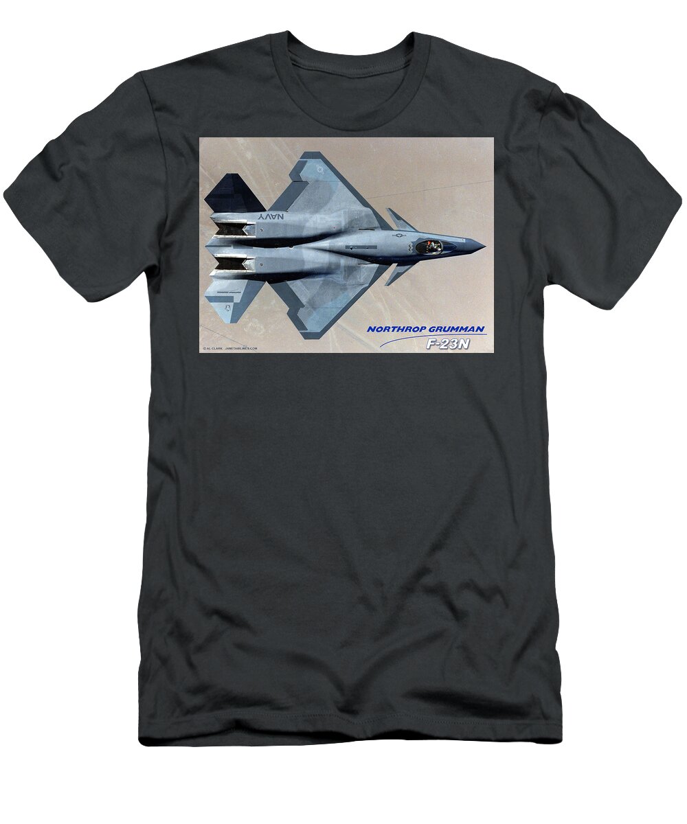 Black Widow T-Shirt featuring the digital art F-23N Sea Widow by Custom Aviation Art
