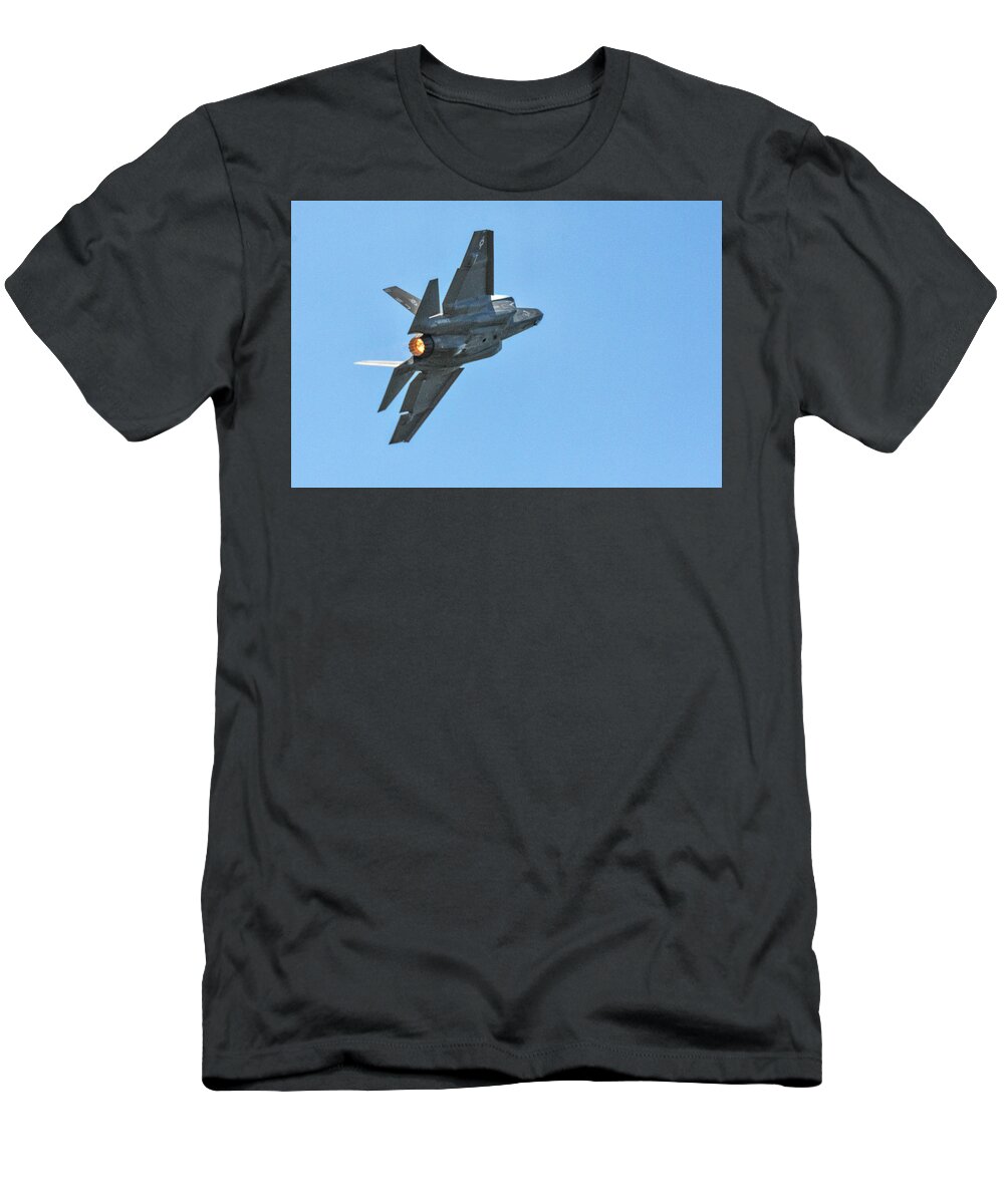 Military T-Shirt featuring the photograph F35 Afterburn by Ed Stokes