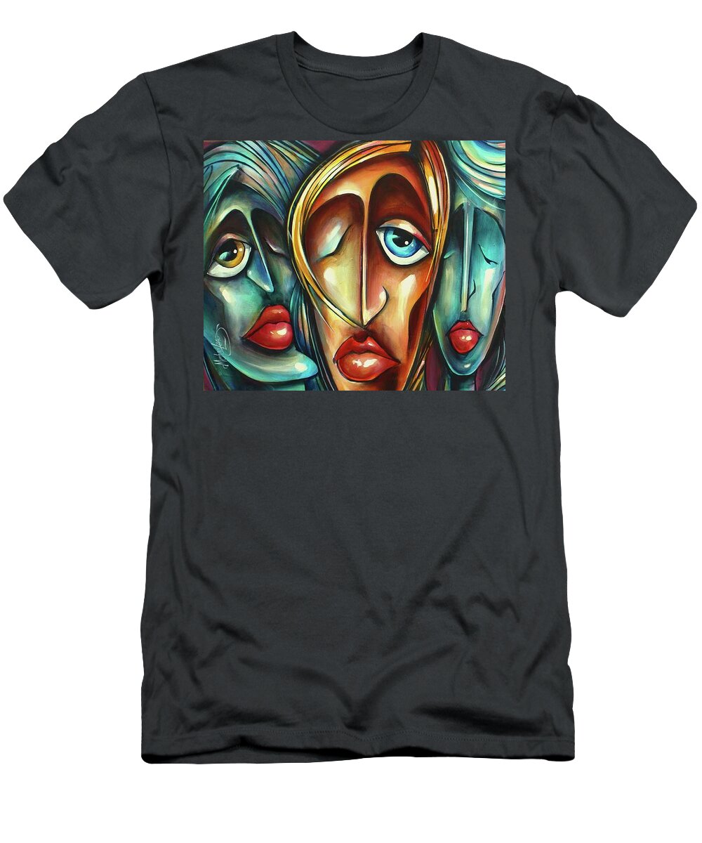 Urban Expression T-Shirt featuring the painting 'Face Us 2' by Michael Lang