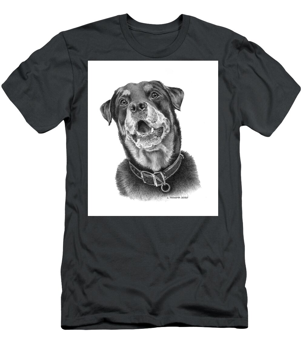 Dog T-Shirt featuring the drawing Faithful Friend by Louise Howarth