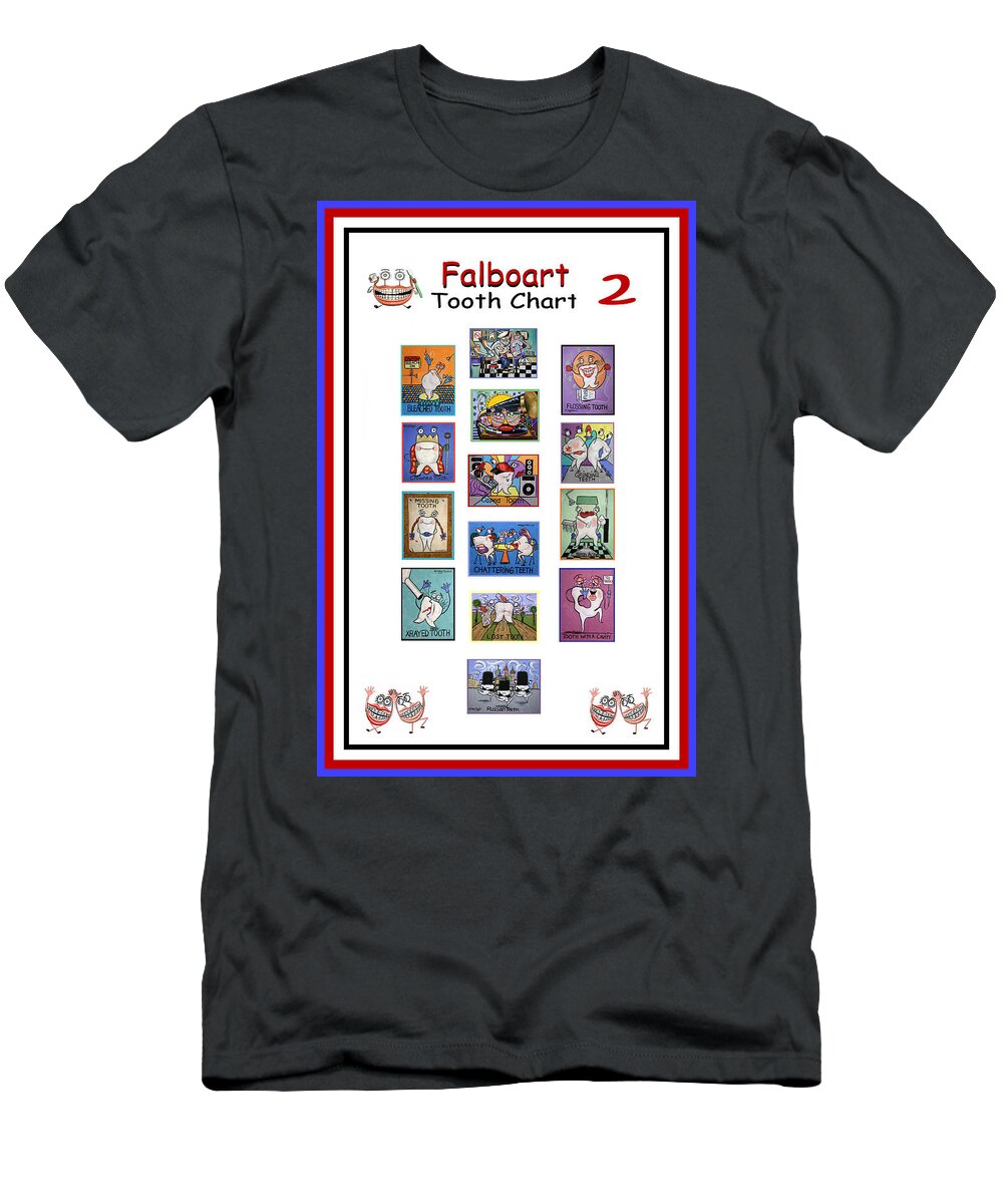 Falboart Tooth Chart 2 T-Shirt featuring the painting Falboart Tooth Chart 2 by Anthony Falbo