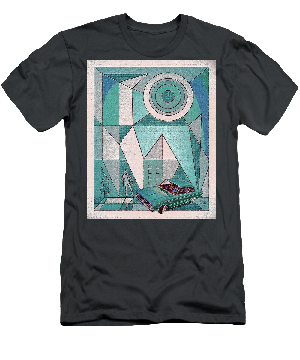 Falconer T-Shirt featuring the digital art Falconer / Turquoise Falcon by David Squibb