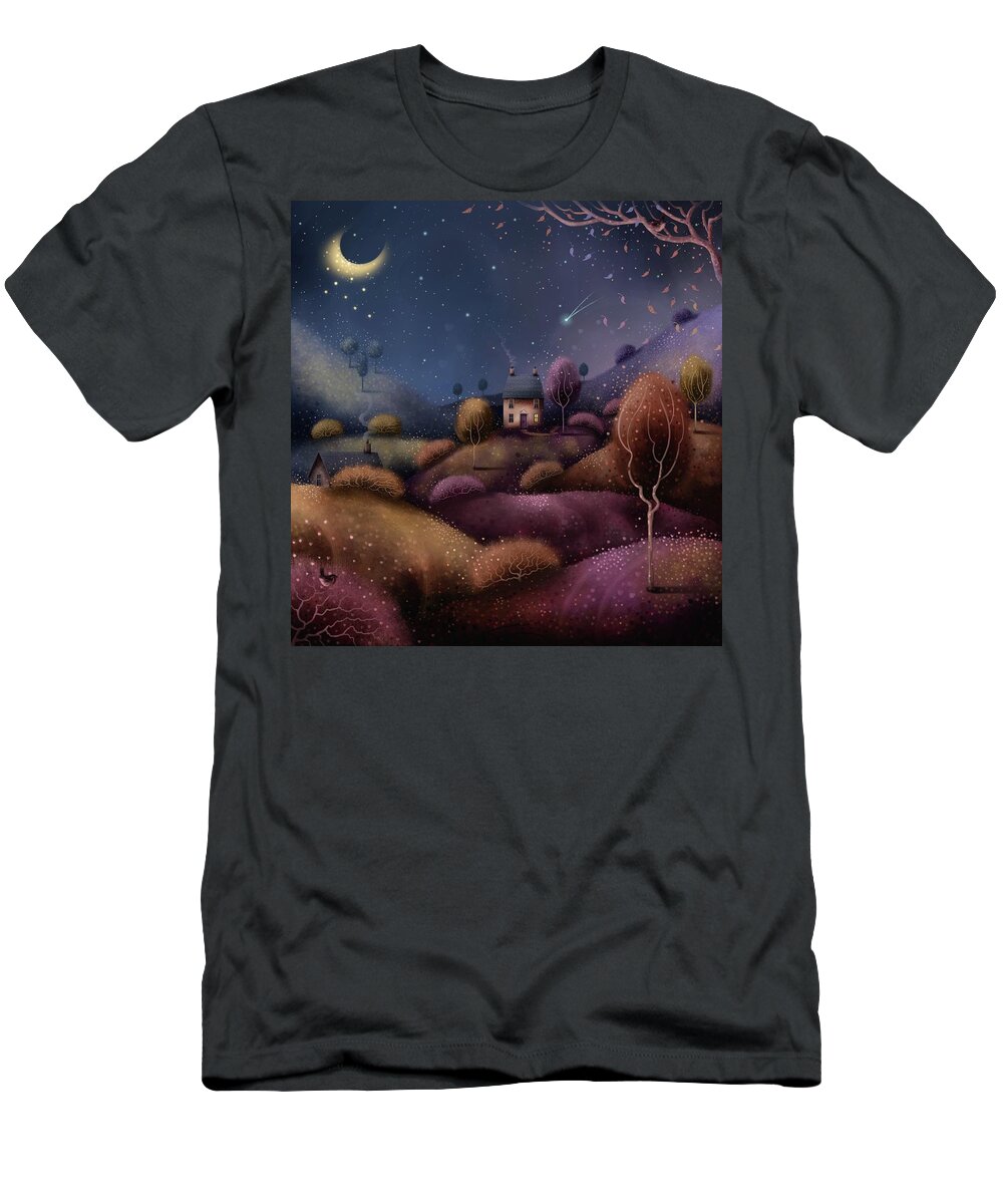 Autumn Art T-Shirt featuring the painting Fall Cottage by Joe Gilronan