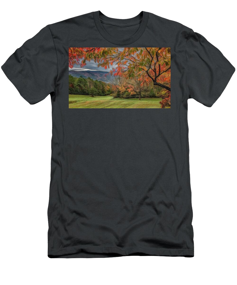 Cades Cove T-Shirt featuring the photograph Fall in the Cove, Stylized by Marcy Wielfaert