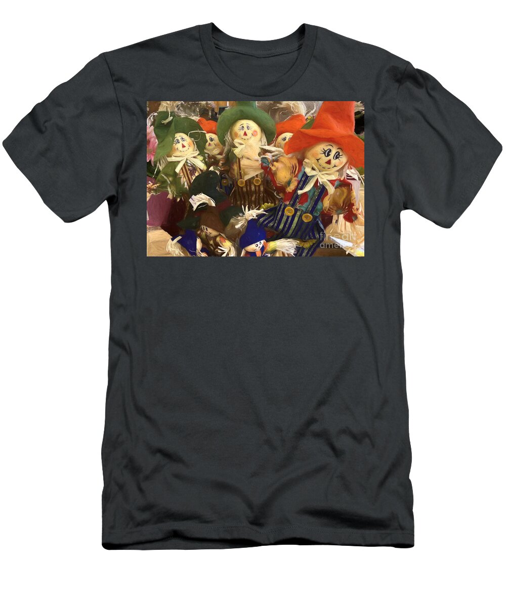 Fall T-Shirt featuring the photograph Fall scarecrows by Janice Drew