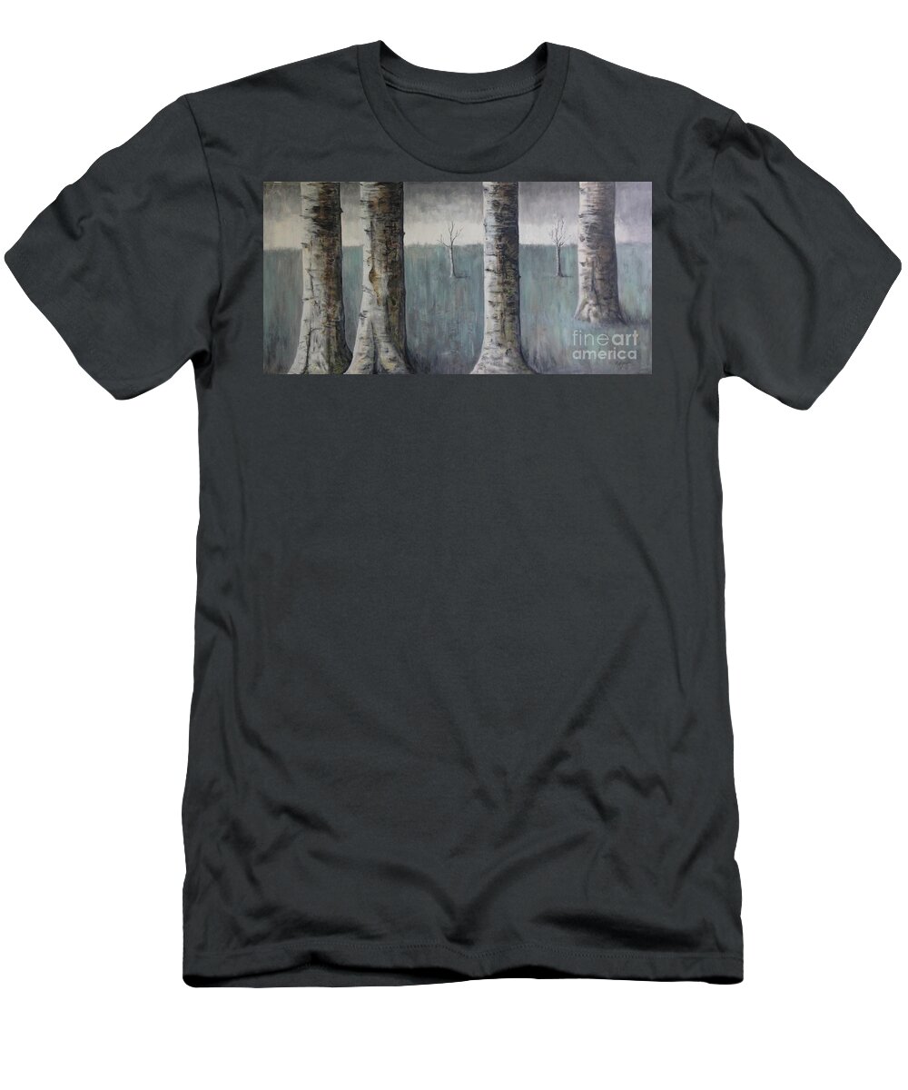 Landscape T-Shirt featuring the painting Family Tree by Yvonne Ayoub