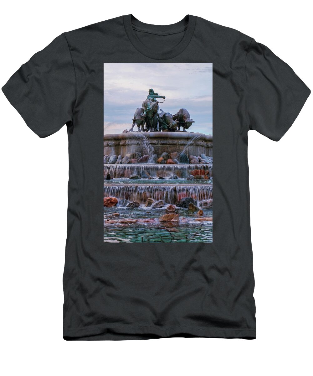 Destination T-Shirt featuring the photograph Famous Gefion Fountain, Gefionspringvandet 1899, in Copenhagen, by Elenarts - Elena Duvernay photo
