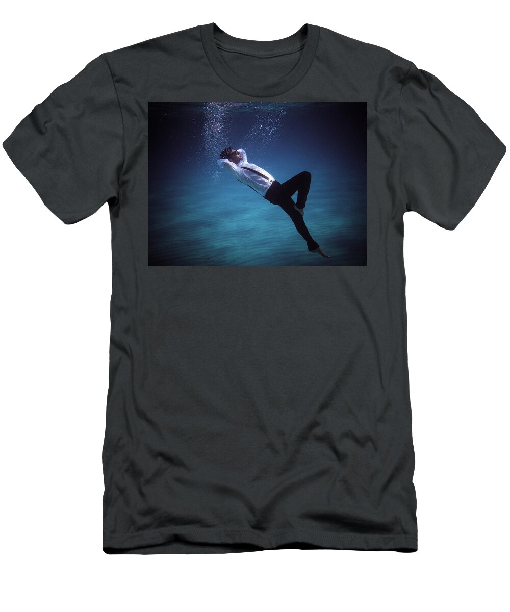 Underwater T-Shirt featuring the photograph Fashion Man by Gemma Silvestre