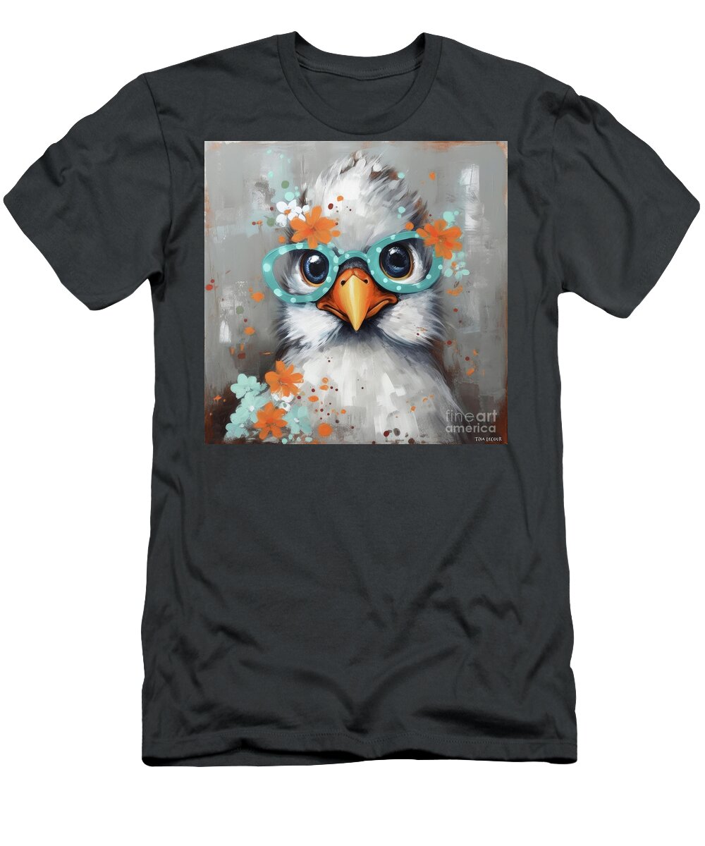 Chicken T-Shirt featuring the painting Fashionable Fannie by Tina LeCour