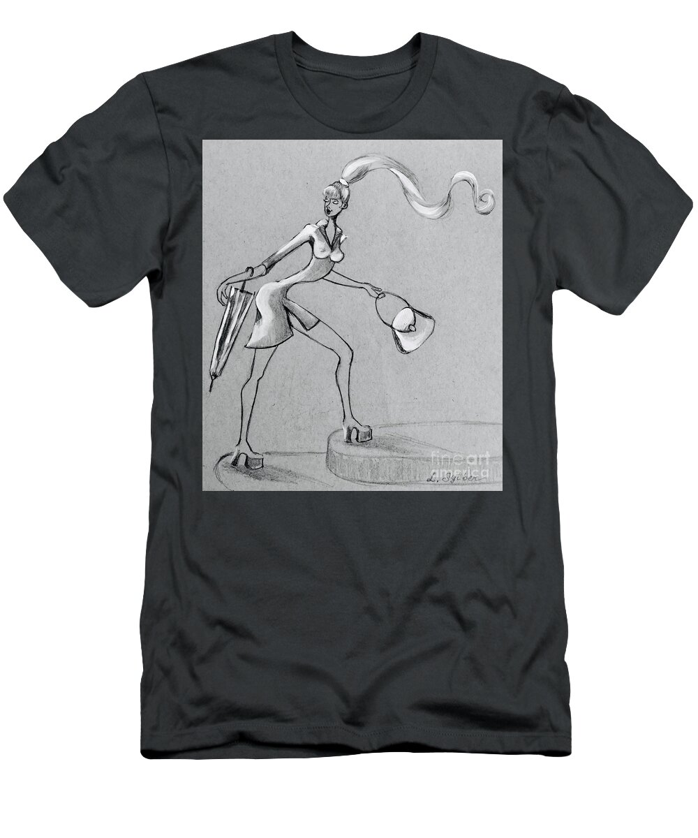Fashion T-Shirt featuring the drawing Fashionista by Lana Sylber