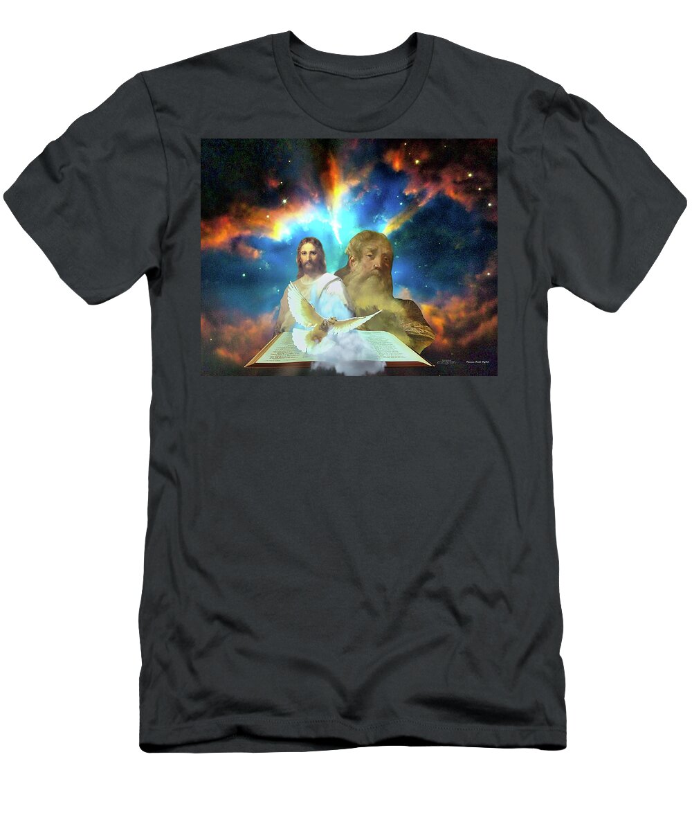 Scripture T-Shirt featuring the digital art Father Son and Holy Ghost by Norman Brule