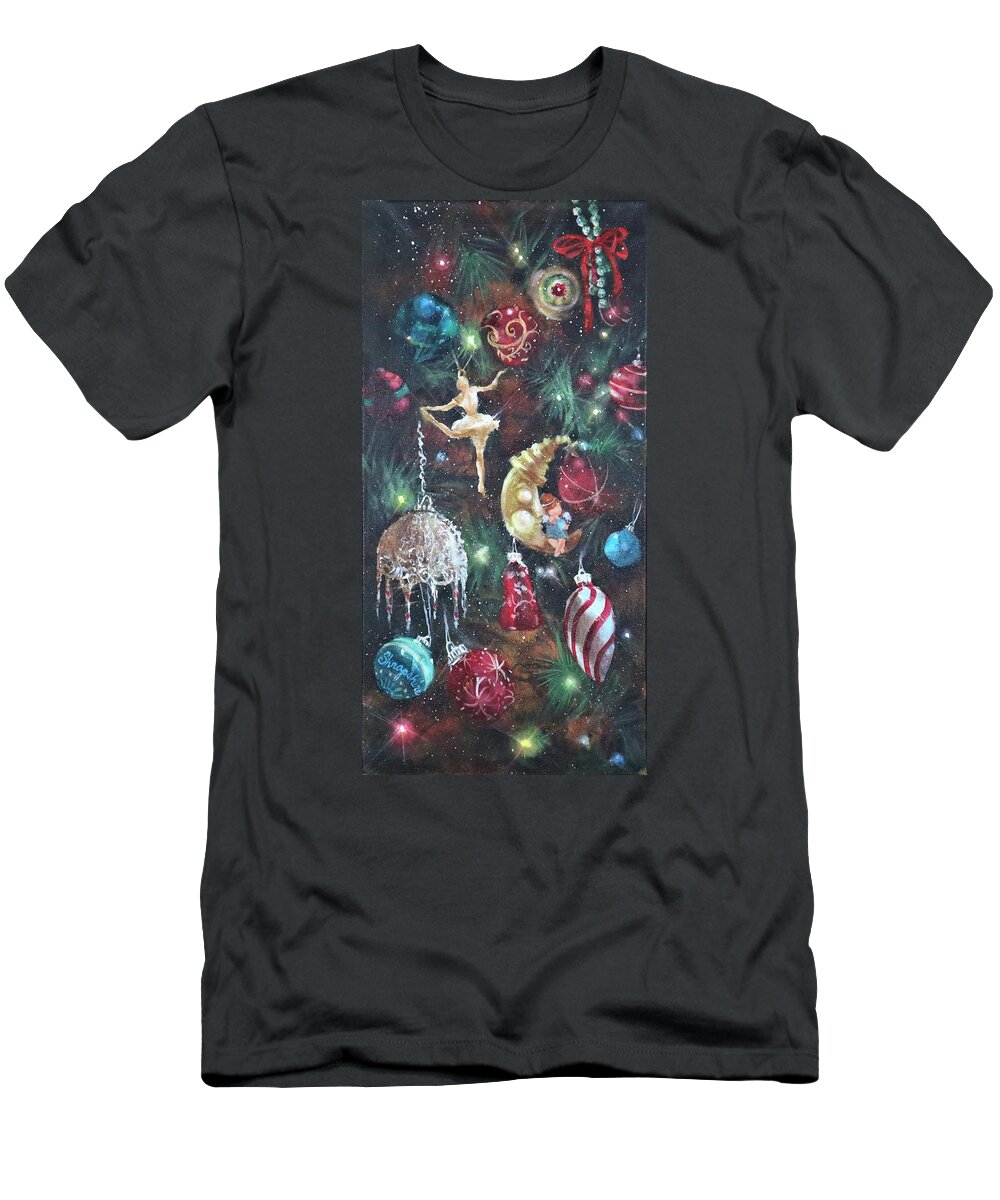 Christmas Ornaments T-Shirt featuring the painting Favorite Things by Tom Shropshire