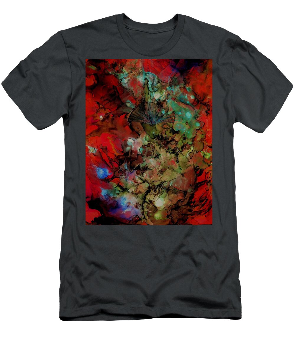 Alcohol Ink T-Shirt featuring the painting Fearless by Angela Marinari