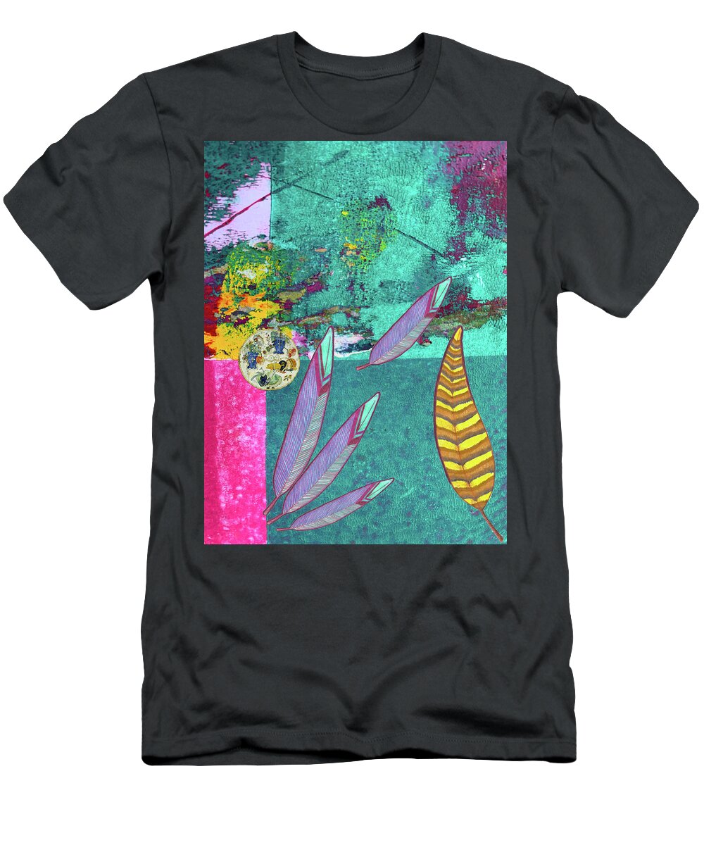 Feathers T-Shirt featuring the mixed media Feather Abstract by Lorena Cassady