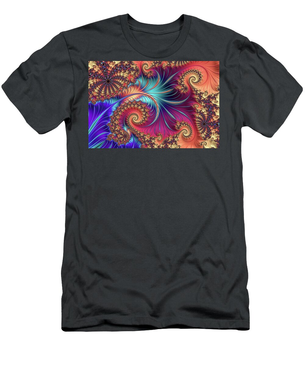 Abstract T-Shirt featuring the digital art Feather Play by Manpreet Sokhi