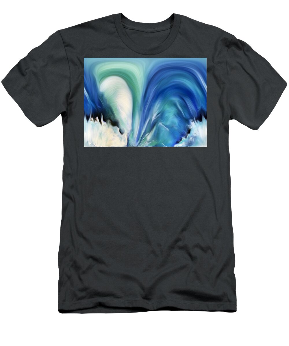 Abstract Art T-Shirt featuring the digital art Feathered Waterfall by Ronald Mills
