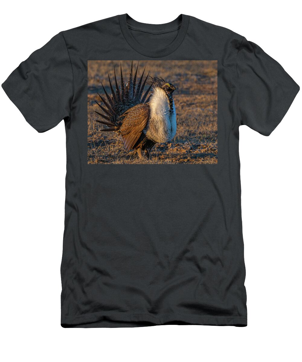 Sage Grouse T-Shirt featuring the photograph Feels Like Dancing by Yeates Photography