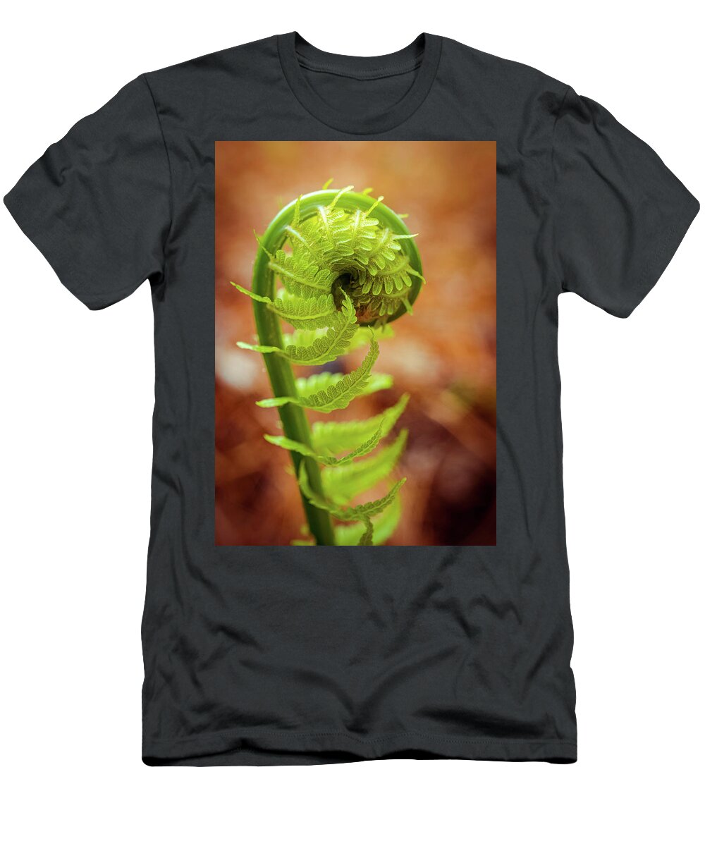Green T-Shirt featuring the photograph Baby Fern 1 by Lilia S
