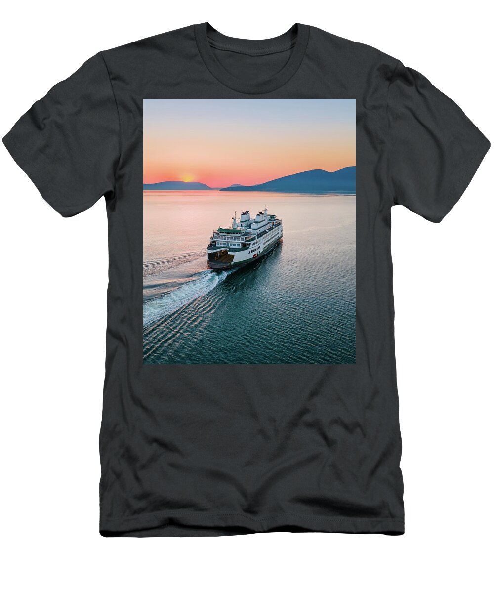 Sunset T-Shirt featuring the photograph Ferry Sunset by Michael Rauwolf