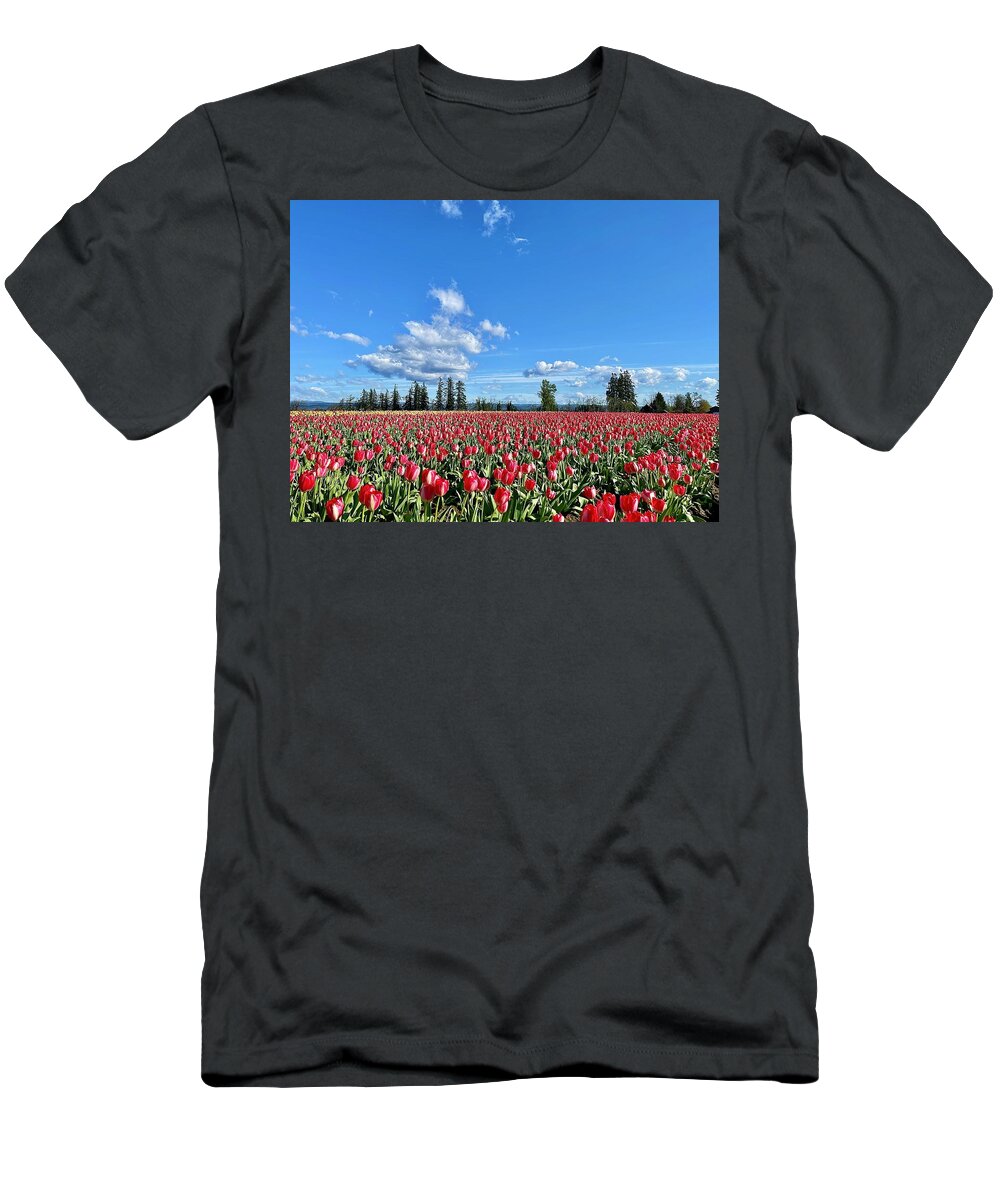 Tulips T-Shirt featuring the photograph Field of Red by Brian Eberly