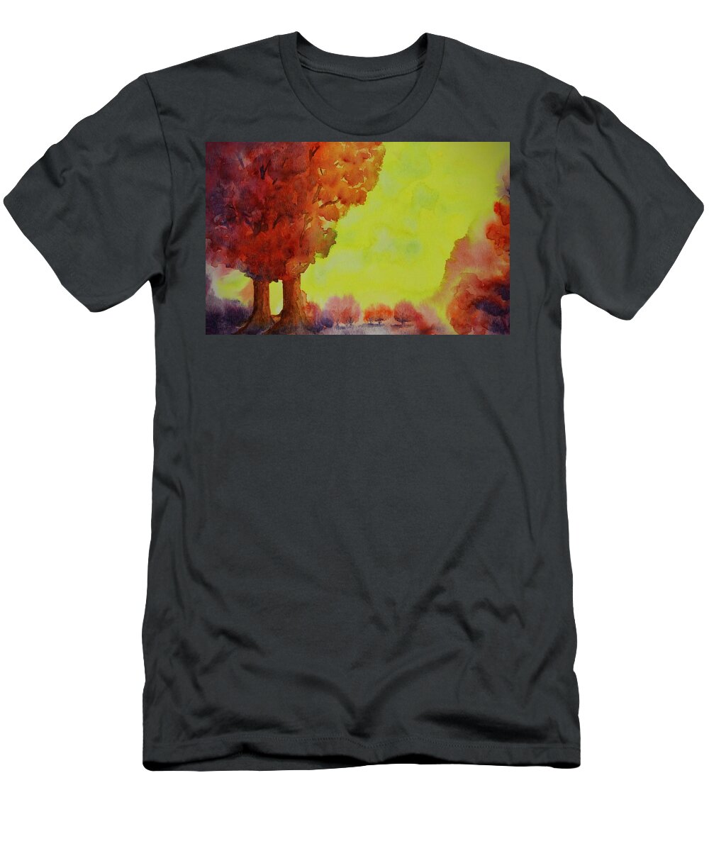 Kim Mcclinton T-Shirt featuring the painting Fiery Foliage by Kim McClinton