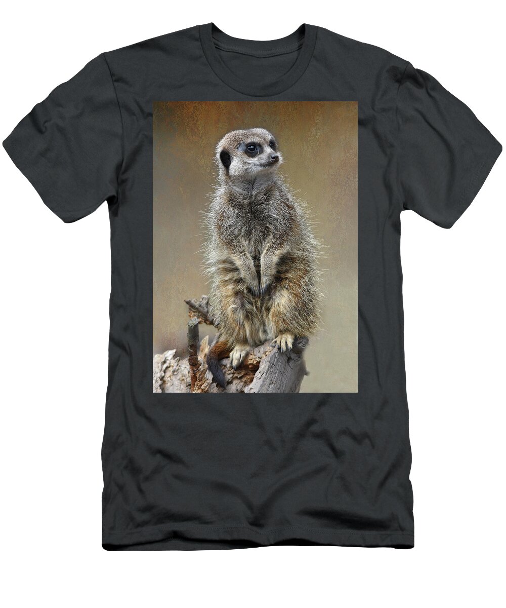 Meerkat T-Shirt featuring the photograph Fine Art Meerkat on the lookout by Gareth Parkes