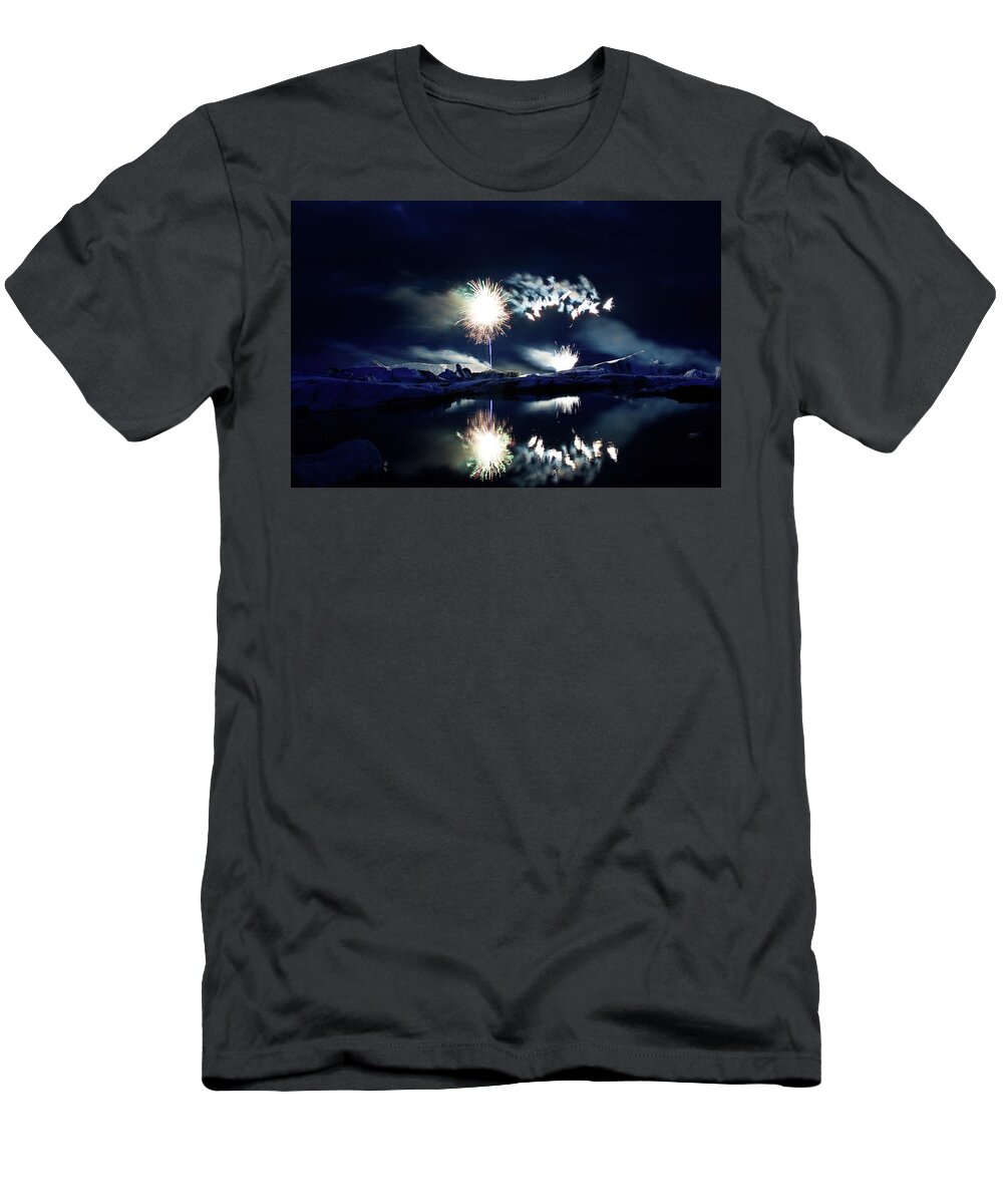 Fireworks T-Shirt featuring the photograph Fire and ice #7 by Christopher Mathews